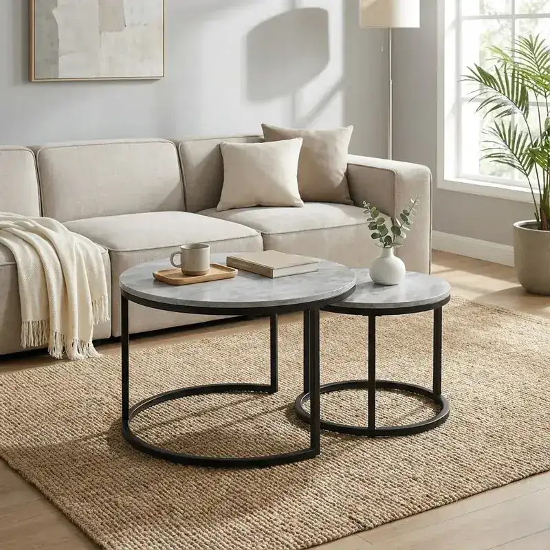 Grey Marble Nesting Coffee Table